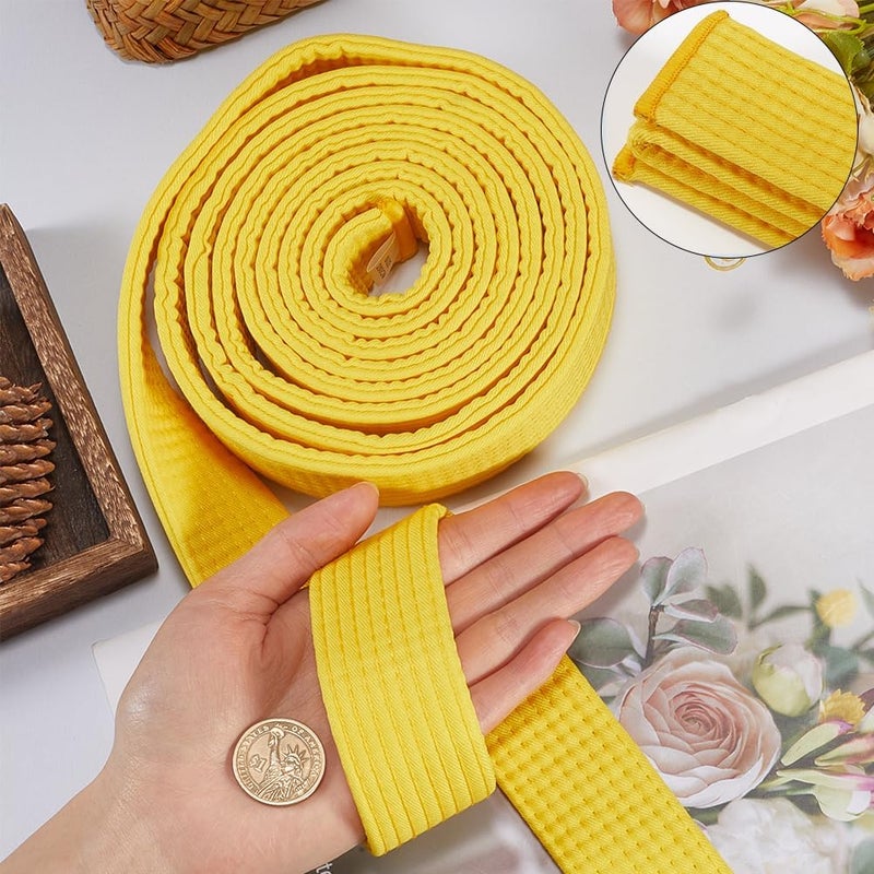 CREATCABIN Yellow Taekwondo Belt Polyester Martial Arts Belt Judo Karate TKD Aikido Uniform Belt with Ranking Long Soft Universal Fit Belts Jiu Jitsu for Men Women Adult Perfomance Accessories 9.18ft - Image 3